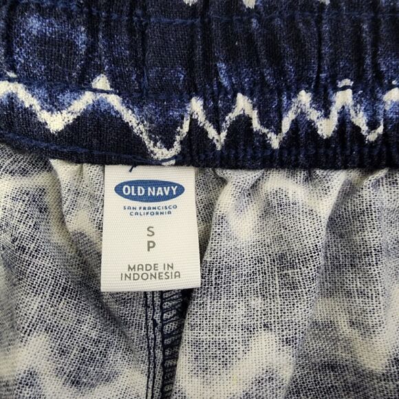 Old Navy Womens Shorts Small Blue Chevron Casual Linen Blend Pockets Drawstring - Picture 6 of 8